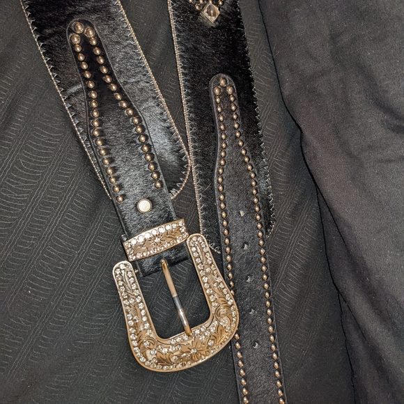 Rhinestone Hip Belt beautiful bling thick waist belt hide chunky sparkly studs - Picture 10 of 16